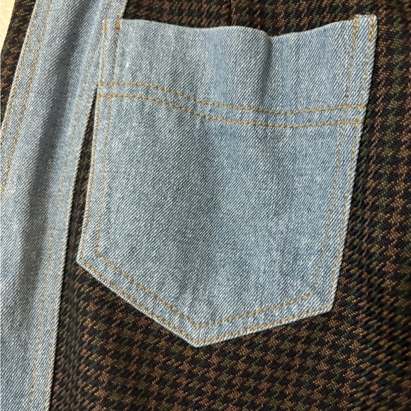 Steve J & Yoni P Korean designed casual pants. Houndstooth print, brown, denim. - Picture 15 of 16